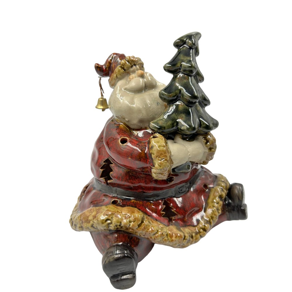 Santa and Christmas tree tea light candle holder